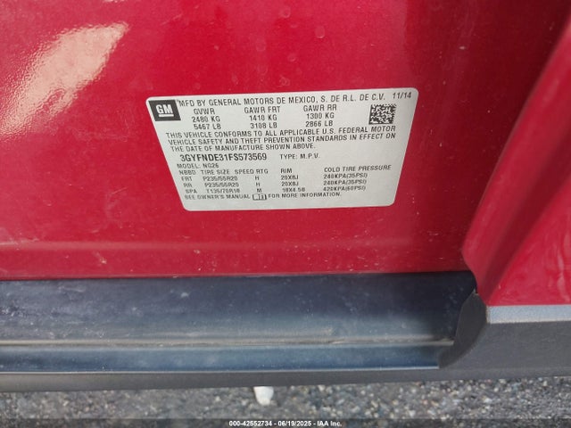 2015 CADILLAC SRX 3GYFNDE31FS573569 Photo 8