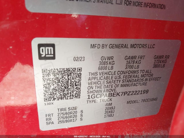1GCPABEK7PZ222199 Chevrolet l3b