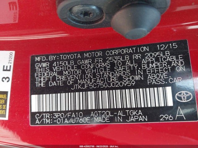 Scion 2ar-fe 2016 JTKJF5C75GJ020959 Image 9