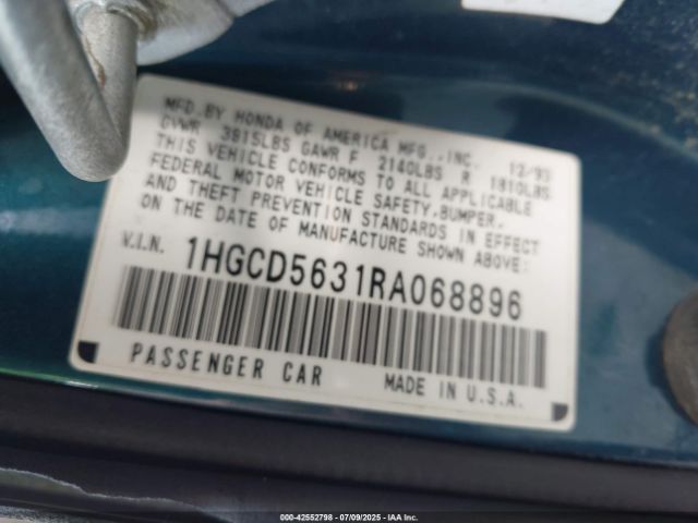 1994 HONDA ACCORD 1HGCD5631RA068896 Photo 8