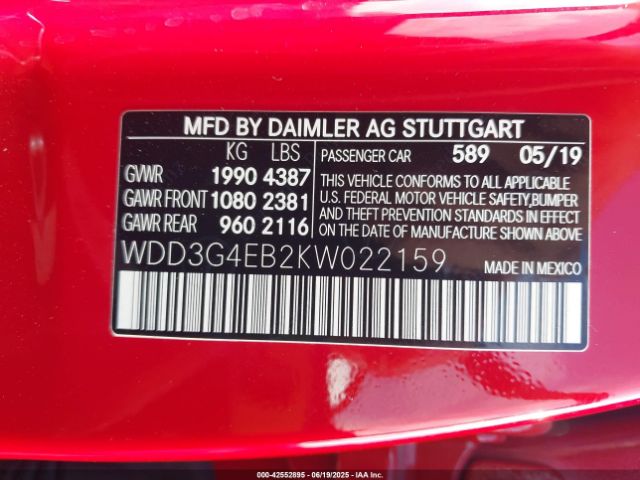2019 MERCEDES-BENZ A 220 WDD3G4EB2KW022159 Photo 8