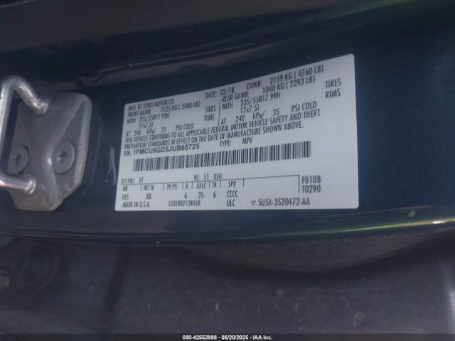2018 FORD ESCAPE 1FMCU9GD5JUB65725 Photo 8