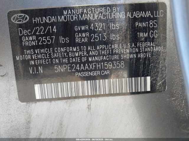 5NPE24AAXFH159358 Hyundai dohc t-gdi gamma
