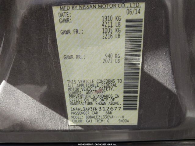 1N4AL3AP3FN312677 Nissan 2015