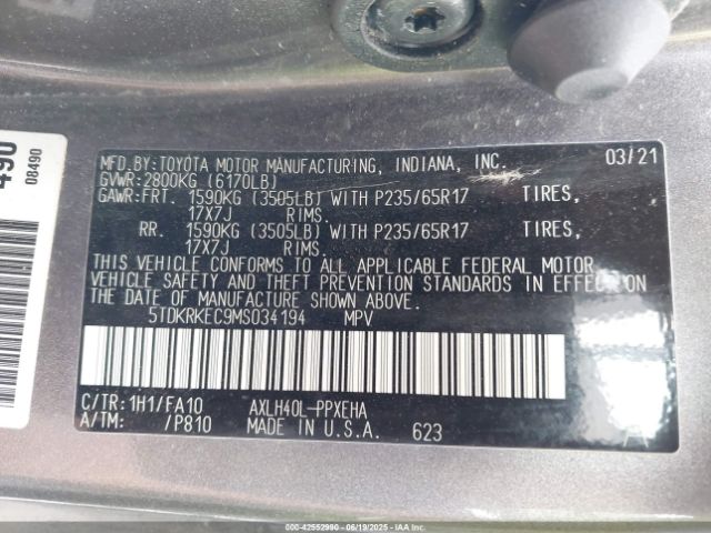 2021 TOYOTA SIENNA 5TDKRKEC9MS034194 Photo 8