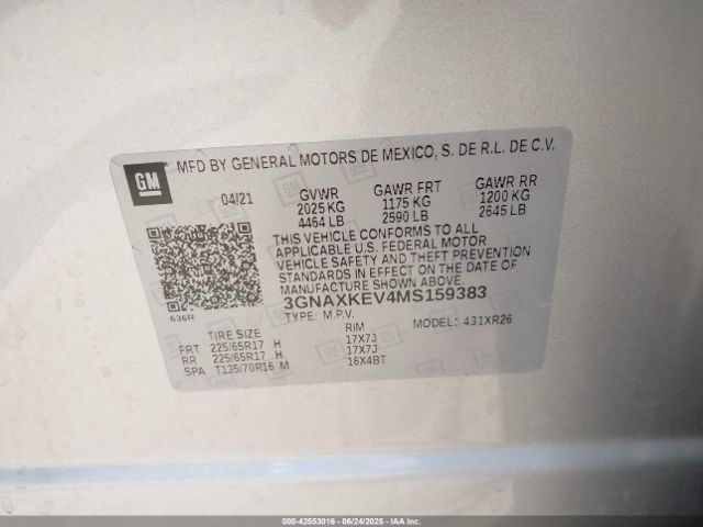 2021 CHEVROLET EQUINOX 3GNAXKEV4MS159383 Photo 8