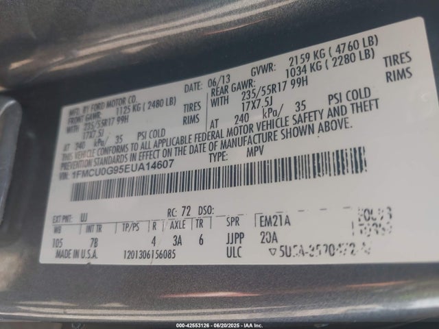 1FMCU0G95EUA14607 Ford 2014