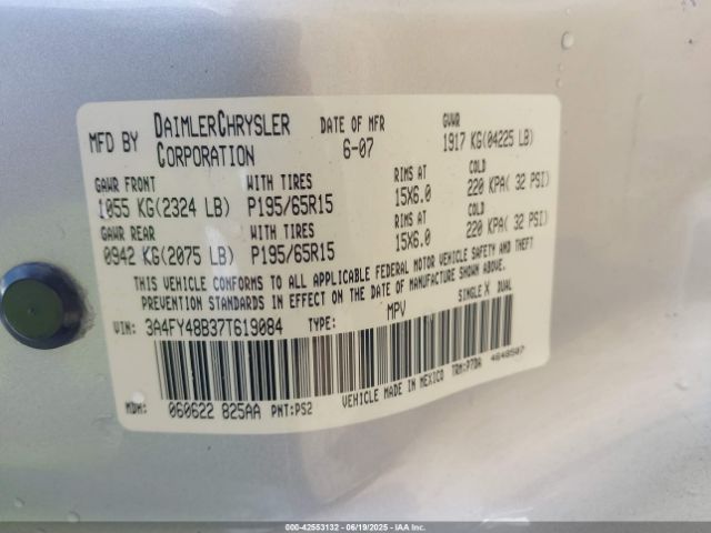 2007 CHRYSLER PT CRUISER 3A4FY48B37T619084 Photo 8