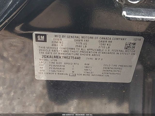 2017 GMC TERRAIN 2GKALMEK7H6275448 Photo 8