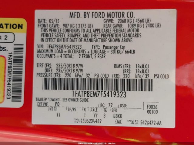 2015 FORD MUSTANG 1FATP8EM7F5419323 Photo 8