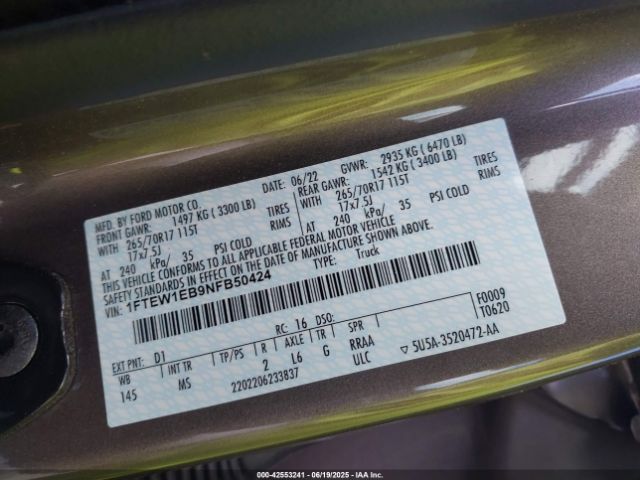 2022 FORD F-150 1FTEW1EB9NFB50424 Photo 8