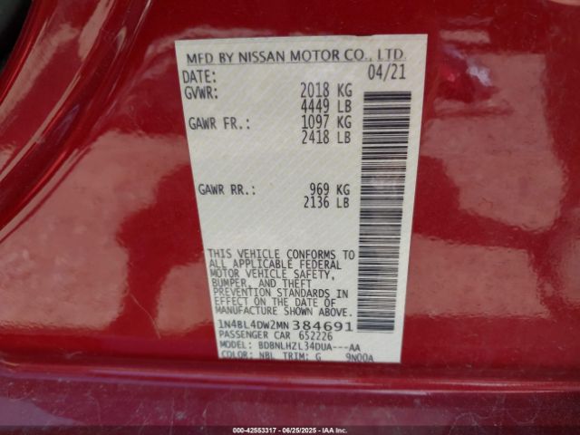 2021 NISSAN ALTIMA 1N4BL4DW2MN384691 Photo 8