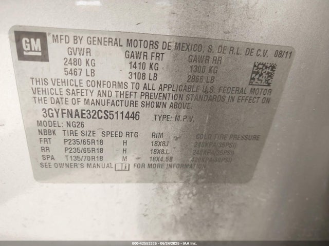 2012 CADILLAC SRX 3GYFNAE32CS511446 Photo 8