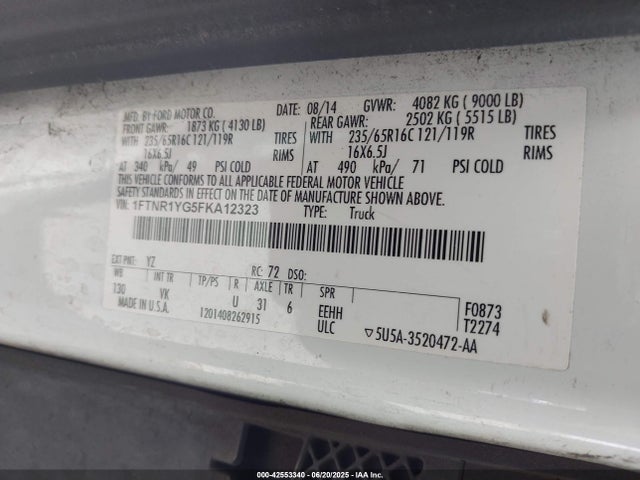 1FTNR1YG5FKA12323 Ford 2015