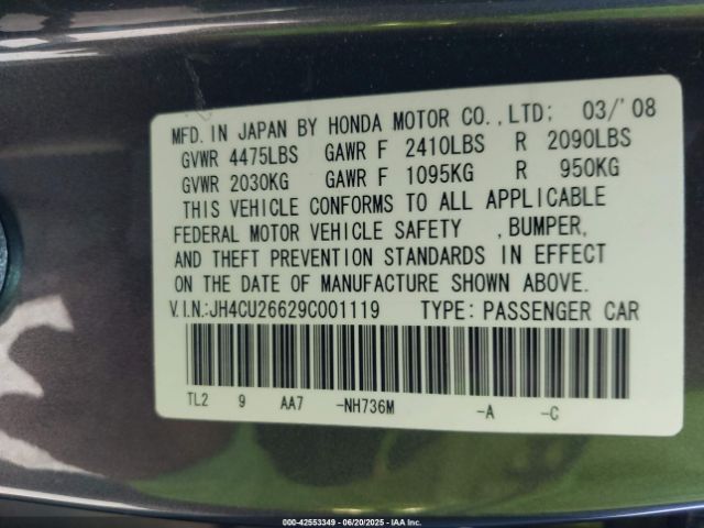 2009 ACURA TSX JH4CU26629C001119 Photo 8