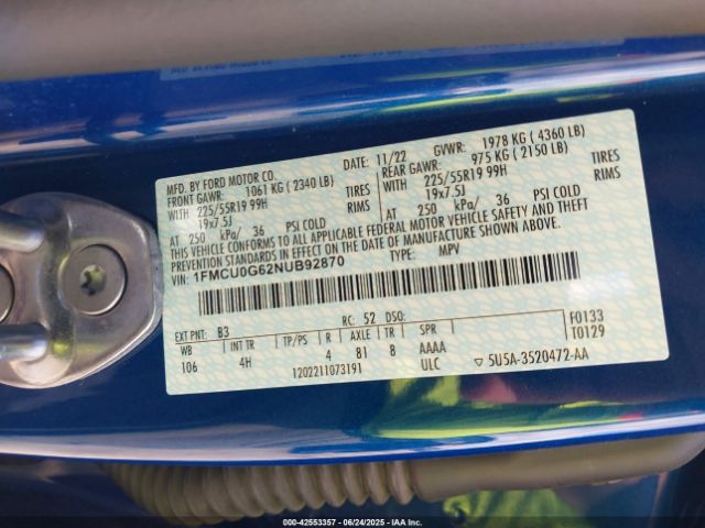 2022 FORD ESCAPE 1FMCU0G62NUB92870 Photo 8