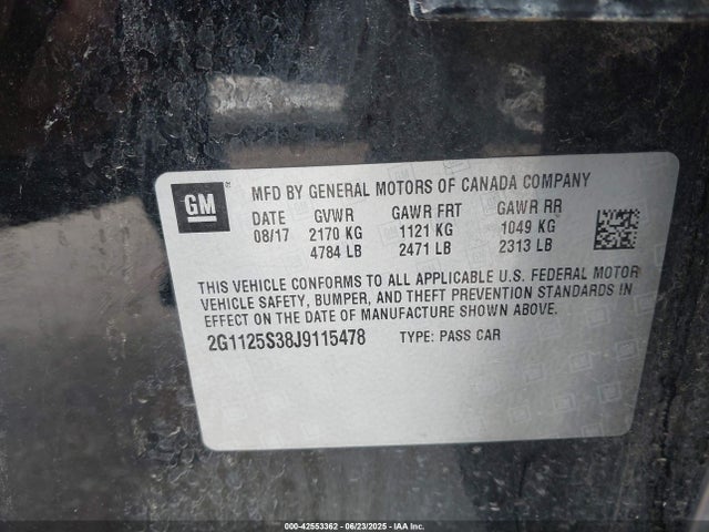 2G1125S38J9115478 Chevrolet lfx - spark ignited direct injection, vvt, e85 max, alum