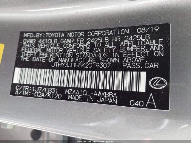 Lexus m20a-fks 2019 JTHY3JBH8K2019307 Image 9