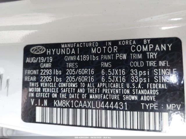 2020 HYUNDAI KONA KM8K1CAAXLU444431 Photo 8