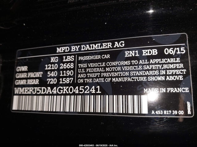 Smart 2016 2016 WMEFJ5DA4GK045241 Image 9