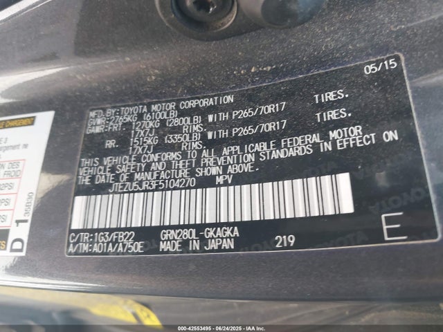 JTEZU5JR3F5104270 Toyota 1gr-fe