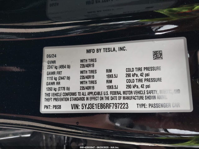 2024 TESLA MODEL 3 5YJ3E1EB6RF797223 Photo 8