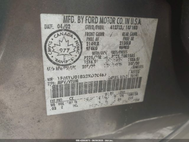 2002 FORD ESCAPE 1FMYU01B32KD20469 Photo 8
