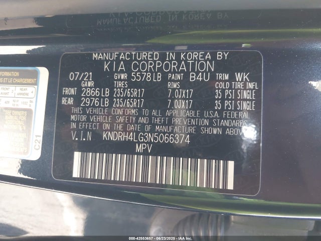 KNDRH4LG3N5066374 KIA t-gdi gamma-ii