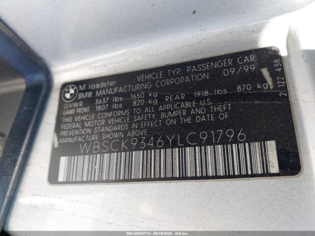 2000 BMW M WBSCK9346YLC91796 Photo 8