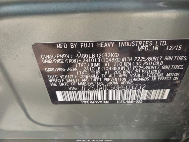 2016 SUBARU FORESTER JF2SJADC5GH503732 Photo 8
