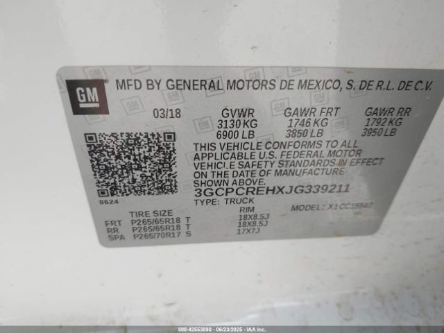 3GCPCREHXJG339211 Chevrolet lv3 - gen 5, sidi, vvt: variable valve timing, e85 max, alum