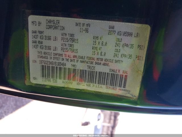 1997 DODGE DAKOTA 1B7GG23X6VS165464 Photo 8