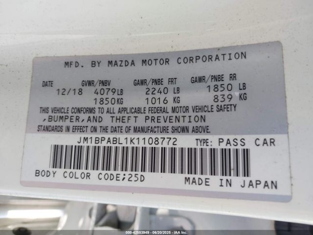 2019 MAZDA MAZDA3 JM1BPABL1K1108772 Photo 8