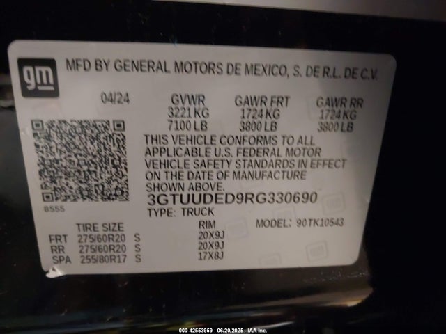 3GTUUDED9RG330690 GMC l84