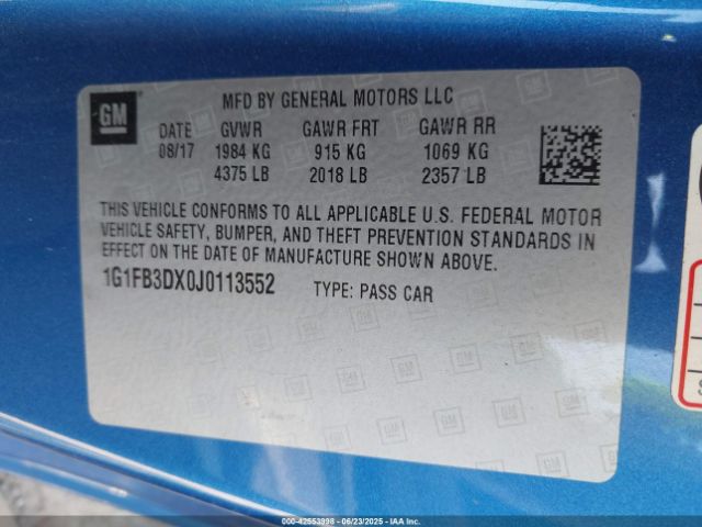 2018 CHEVROLET CAMARO 1G1FB3DX0J0113552 Photo 8