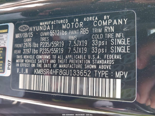 Hyundai gdi lambda ii 2016 KM8SR4HF8GU133652 Image 9