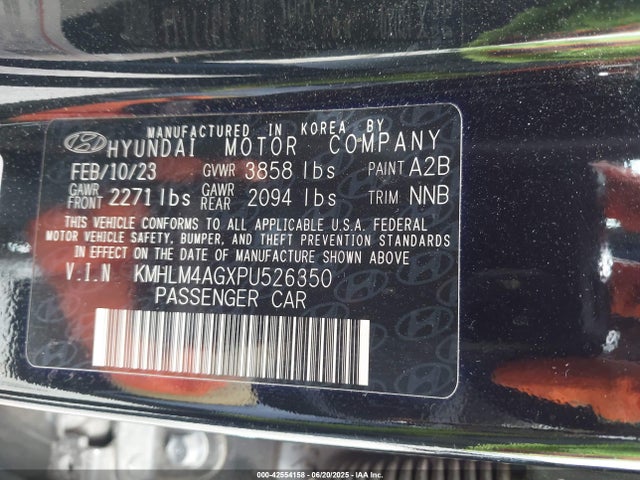 KMHLM4AGXPU526350 Hyundai mpi nu pe