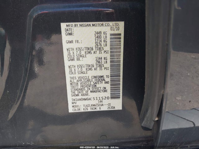 2010 NISSAN XTERRA 5N1AN0NW6AC511520 Photo 8