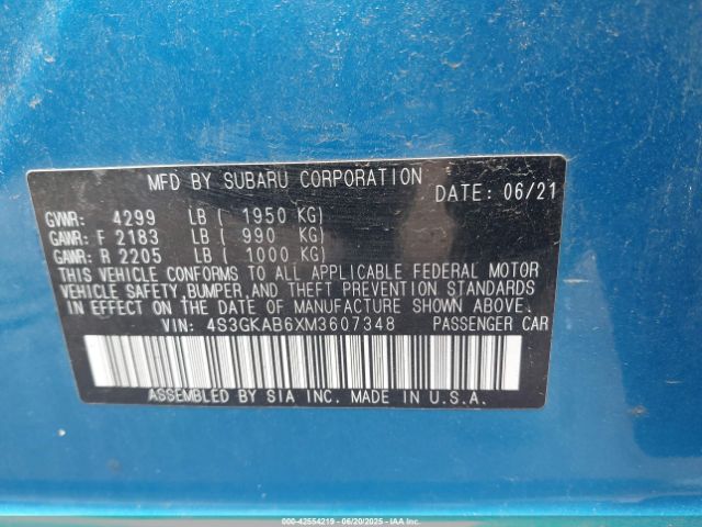 2021 SUBARU IMPREZA 4S3GKAB6XM3607348 Photo 8