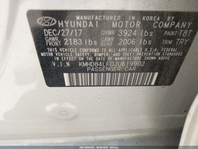 2018 HYUNDAI ELANTRA KMHD84LF0JU619902 Photo 8
