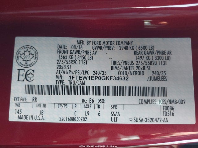 Ford 2016 2016 1FTEW1EP0GKF34632 Image 9