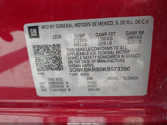 3GNKBKRS0KS573390 Chevrolet lgx
