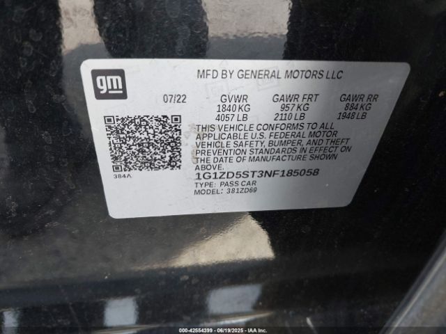 2022 CHEVROLET MALIBU 1G1ZD5ST3NF185058 Photo 8