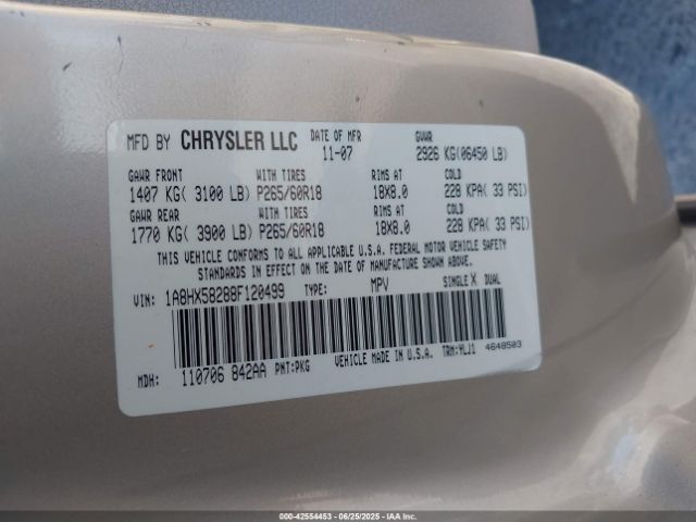 2008 CHRYSLER ASPEN 1A8HX58288F120499 Photo 8