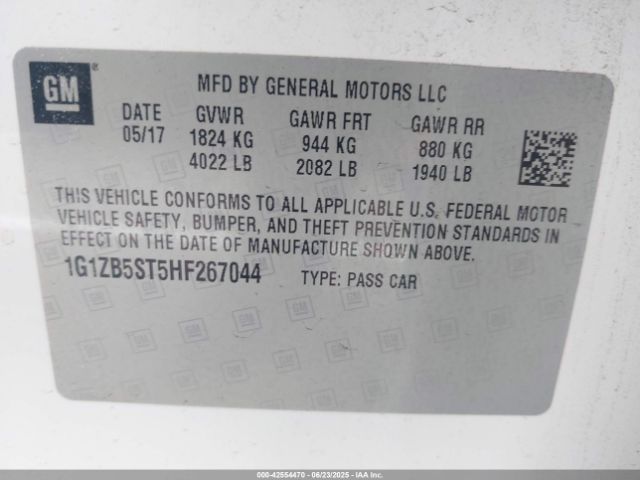 1G1ZB5ST5HF267044 Chevrolet lfv - di: direct injection, vvt: variable valve timing, gen 1