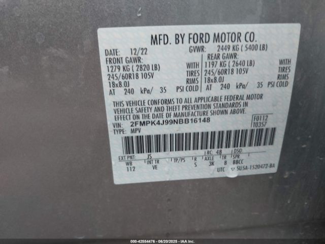 2022 FORD EDGE 2FMPK4J99NBB16148 Photo 8