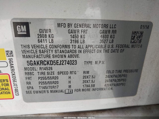 5GAKRCKD5EJ274023 Buick llt