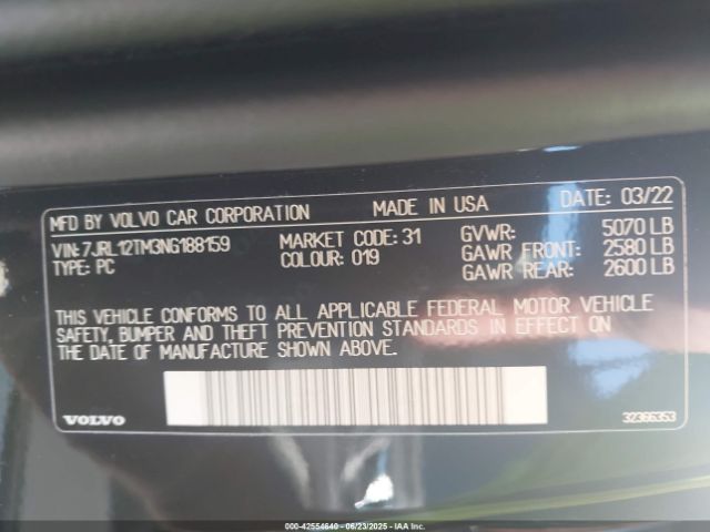 2022 VOLVO S60 7JRL12TM3NG188159 Photo 8