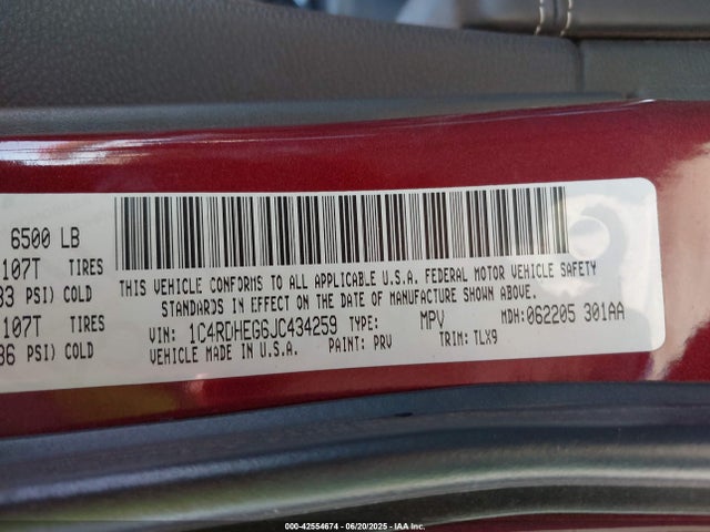 1C4RDHEG6JC434259 Dodge 2018