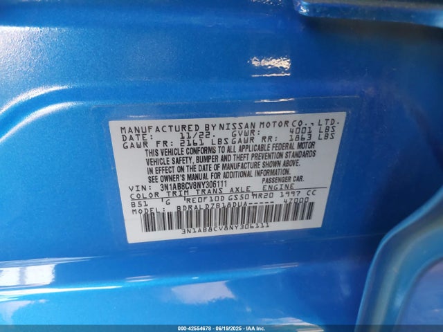3N1AB8CV8NY306111 Nissan 2022